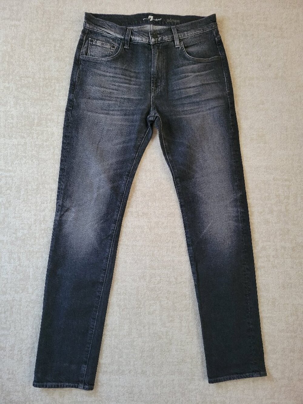 7 For All Mankind Adrien Slim Tapered Jeans Faded Black Gray Size 30 Stretch